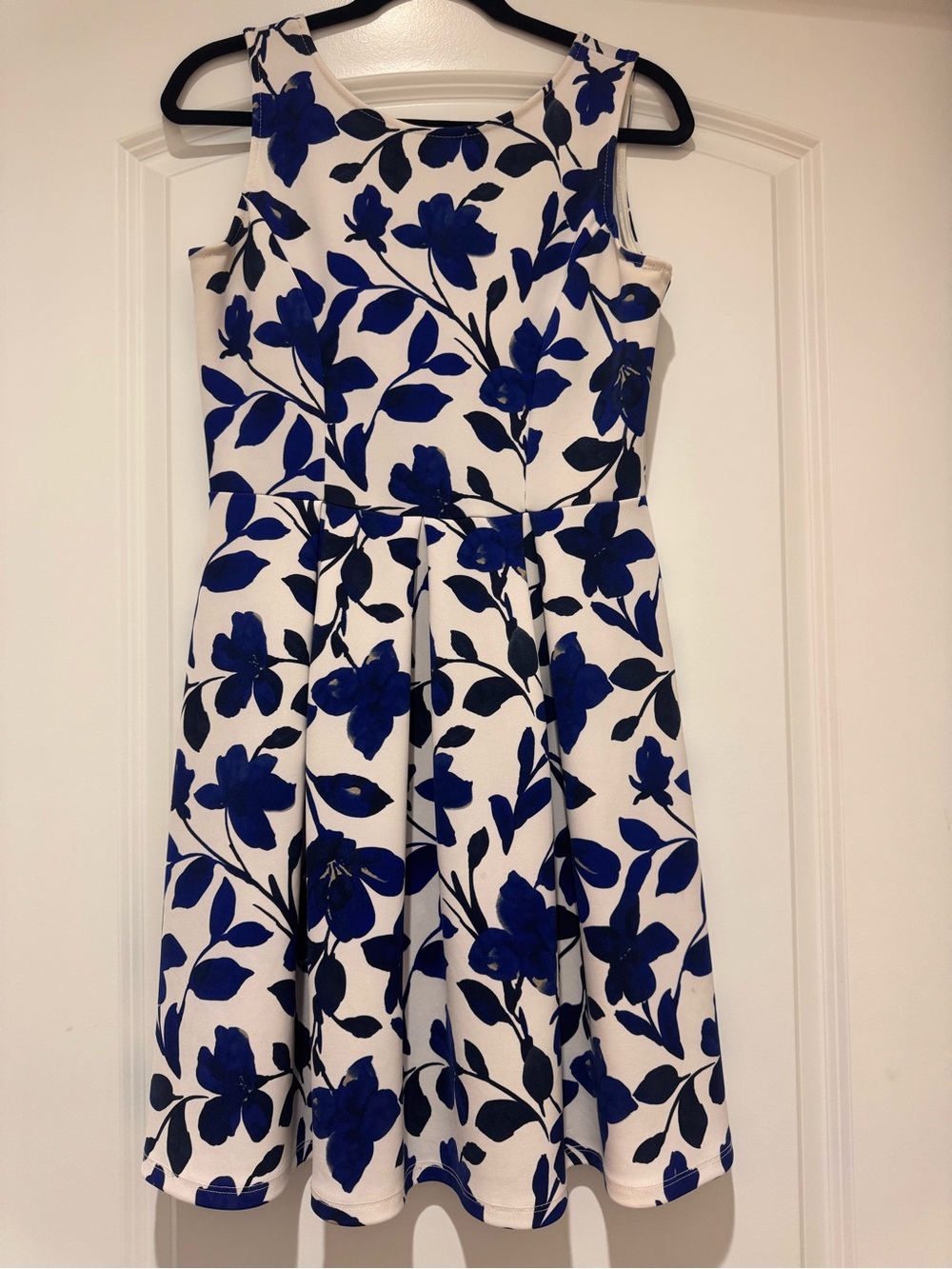 Gilli White Dress with Royal Blue Floral Print
